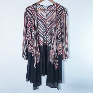 Catherines Womens Multi Color Striped Open Waterfall Cardigan Size 3X Business